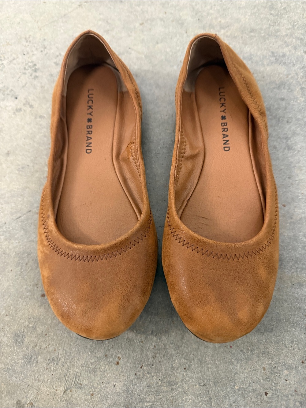 Lucky Brand Women's Cognac Suede Ballet Flats